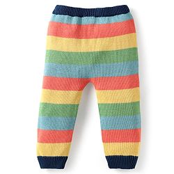 Babyhug Organic Cotton Knitted Full Raglan Sleeves Pullover Sweater Set With Cap & Stripes Design - Multicolour