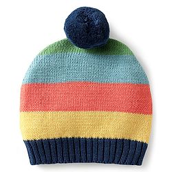 Babyhug Organic Cotton Knitted Full Raglan Sleeves Pullover Sweater Set With Cap & Stripes Design - Multicolour