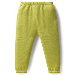 Babyhug Organic Cotton Knitted Full Sleeves Striped Pullover Sweater Set with Zebra Embroidery & Cap - Limegreen