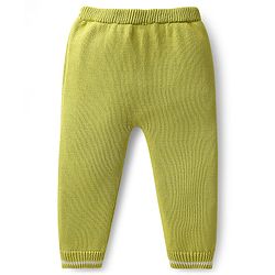 Babyhug Organic Cotton Knitted Full Sleeves Striped Pullover Sweater Set with Zebra Embroidery & Cap - Limegreen