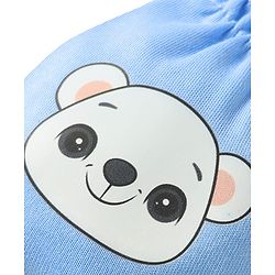 Babyhug 100% Cotton Interlock Knit Mittens & Booties Set with Bear Print - Blue