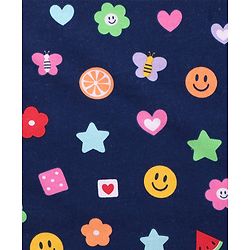Babyhug Cotton Terry Knit Hooded Bath Towel with Butterfly & Fruits Print L 76 x B 76 cm - Navy Blue