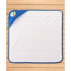 Babyhug Terry Knit Hooded Towel With Shark Patch L 76.2 x B 76.2 cm - Blue