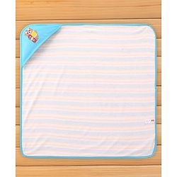 Babyhug 100% Cotton Terry Knit Hooded Bath Towel with Animal Print L 76 x B 76 cm - Blue
