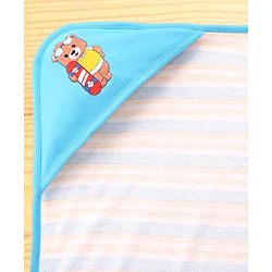 Babyhug 100% Cotton Terry Knit Hooded Bath Towel with Animal Print L 76 x B 76 cm - Blue