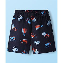 Babyhug Cotton Woven Boxers With Dino & Vehicle Print Pack Of 3 - Navy Blue Royal Blue & White