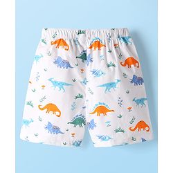 Babyhug Cotton Woven Boxers With Dino & Vehicle Print Pack Of 3 - Navy Blue Royal Blue & White