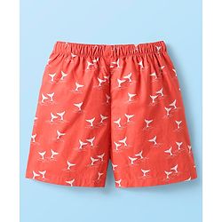 Babyhug 100% Cotton Woven Boxers With Vehicle & Space Theme Print Pack Of 3 - Red Navy Blue & White