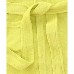 Babyhug Terry Knit Full Sleeves Hooded Bathrobe with Bear Embroidery - Neon Green