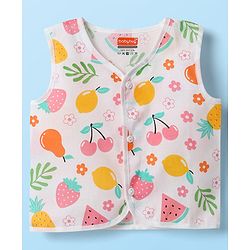 Babyhug 100% Cotton Cambric Woven Sleeveless Jhablas With Floral Print Pack Of 3 - Pink White & Olive Green