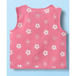 Babyhug 100% Cotton Cambric Woven Sleeveless Jhablas With Floral Print Pack Of 3 - Pink White & Olive Green