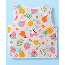 Babyhug 100% Cotton Cambric Woven Sleeveless Jhablas With Floral Print Pack Of 3 - Pink White & Olive Green