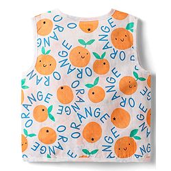 Babyhug 100% Cotton Knit Sleeveless Front Open Jhablas with Orange & Polka Dots Print Pack of 3 - Orange Blue & White