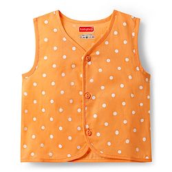 Babyhug 100% Cotton Knit Sleeveless Front Open Jhablas with Orange & Polka Dots Print Pack of 3 - Orange Blue & White