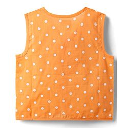 Babyhug 100% Cotton Knit Sleeveless Front Open Jhablas with Orange & Polka Dots Print Pack of 3 - Orange Blue & White