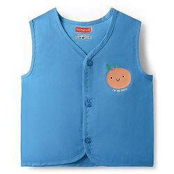 Babyhug 100% Cotton Knit Sleeveless Front Open Jhablas with Orange & Polka Dots Print Pack of 3 - Orange Blue & White