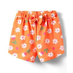 Babyhug Cotton Knit Half Sleeves Shorts Night Suit With  Floral Print - Orange