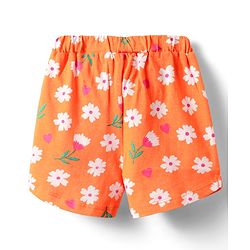 Babyhug Cotton Knit Half Sleeves Shorts Night Suit With  Floral Print - Orange