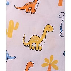 Babyhug 100% Cotton Sleeveless Front Open Stripes & Dino Printed Jhablas Pack Of 3 - Orange White & Light Blue