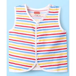 Babyhug 100% Cotton Knit Sleeveless Striped & Printed Jhablas Pack of 3 - White & Yellow