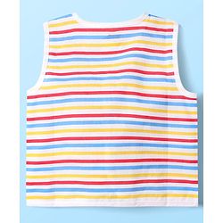 Babyhug 100% Cotton Knit Sleeveless Striped & Printed Jhablas Pack of 3 - White & Yellow