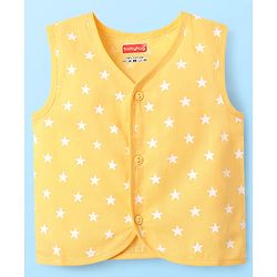 Babyhug 100% Cotton Knit Sleeveless Striped & Printed Jhablas Pack of 3 - White & Yellow