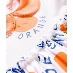 Babyhug Single Jersey Knit Half Sleeves Frock with Bloomer & Orange Print - White