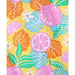 Babyhug Cotton Knit Frill Sleeves Shorts Night Suit With Tropical Theme Print - Multicolour