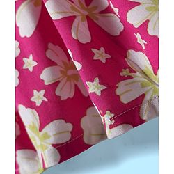 Babyhug Cotton Woven Half Sleeves Frock With Floral Print - Dark Pink
