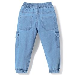 Babyhug Full Length Denim Jeans with Stretch & Born to Play Print - Light Blue