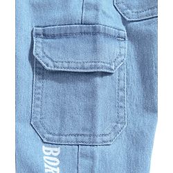 Babyhug Full Length Denim Jeans with Stretch & Born to Play Print - Light Blue