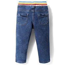 Babyhug Denim Full Length Washed Jeans With Stretch - Navy Blue