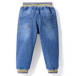Babyhug Cotton Full Length Stretchable Denim Jeans Joggers - Blue