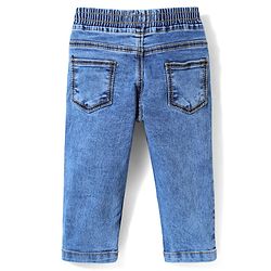 Babyhug Full Length Washed Denim Jeans with Stretch - Blue