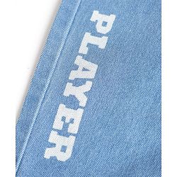Babyhug Full Length Washed Stretchable Denim Jeans With Player Print - Light Blue