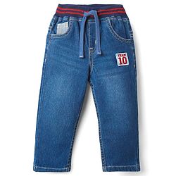 Babyhug Denim Full Length Washed Jeans With Stretch - Blue
