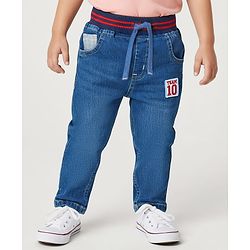 Babyhug Denim Full Length Washed Jeans With Stretch - Blue