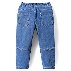 Babyhug Cotton Full Length Stretchable Denim Jeans with Team Varsity 38 Print - Blue