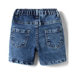 Babyhug Mid Thigh Solid Denim Shorts with Stretch - Blue