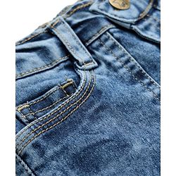 Babyhug Mid Thigh Solid Denim Shorts with Stretch - Blue