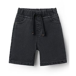 Babyhug Denim Mid Thigh Solid Color Shorts with Stretch - Black