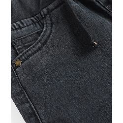 Babyhug Denim Mid Thigh Solid Color Shorts with Stretch - Black