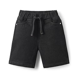 Babyhug Denim Mid Thigh Solid Colour Shorts With Stretch - Black