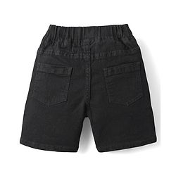 Babyhug Denim Mid Thigh Solid Colour Shorts With Stretch - Black