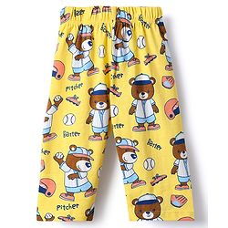 Babyhug Cotton Knit Full Sleeves Front Open Co-Ords Night Suit With Cartoon Print - Yellow