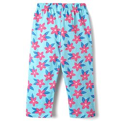 Babyhug Cotton Knit Full Sleeves Co-ords Night Suit With Floral Print - Light Blue