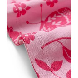 Babyhug Single Jersey Knit Peter Pan Collar Frill Sleeves Frock With Floral Print - Pink