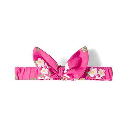 Babyhug Single Jersey Knit Frill Sleeves Layered Frock with Floral Print & Bow Applique Headband - Pink