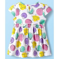 Babyhug Single Jersey Knit Half Sleeves Frocks With Seashell & Starfish Print Pack of 2 - Pink & White