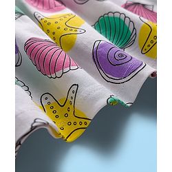 Babyhug Single Jersey Knit Half Sleeves Frocks With Seashell & Starfish Print Pack of 2 - Pink & White